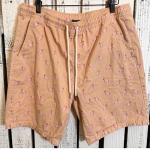Forever 21 Flamingo‎ Shorts Mens Large Cotton Pull On Retro Tropical 90s Vibe